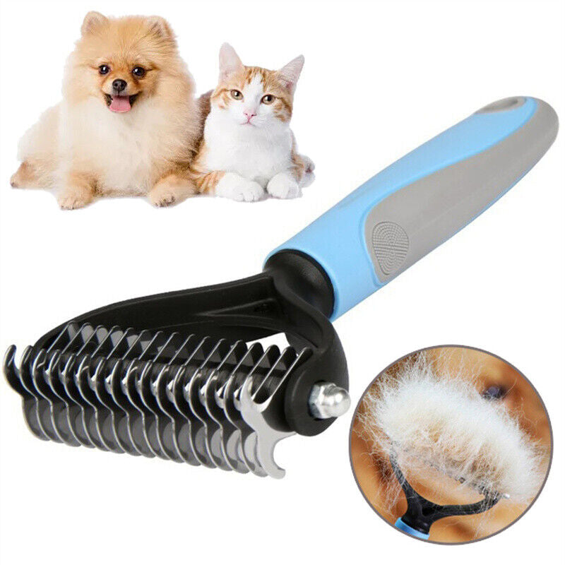 Professional Dual-Sided Grooming Brush for Dogs and Cats - Deshedding Tool and Dematting Rake for Effective Fur Removal