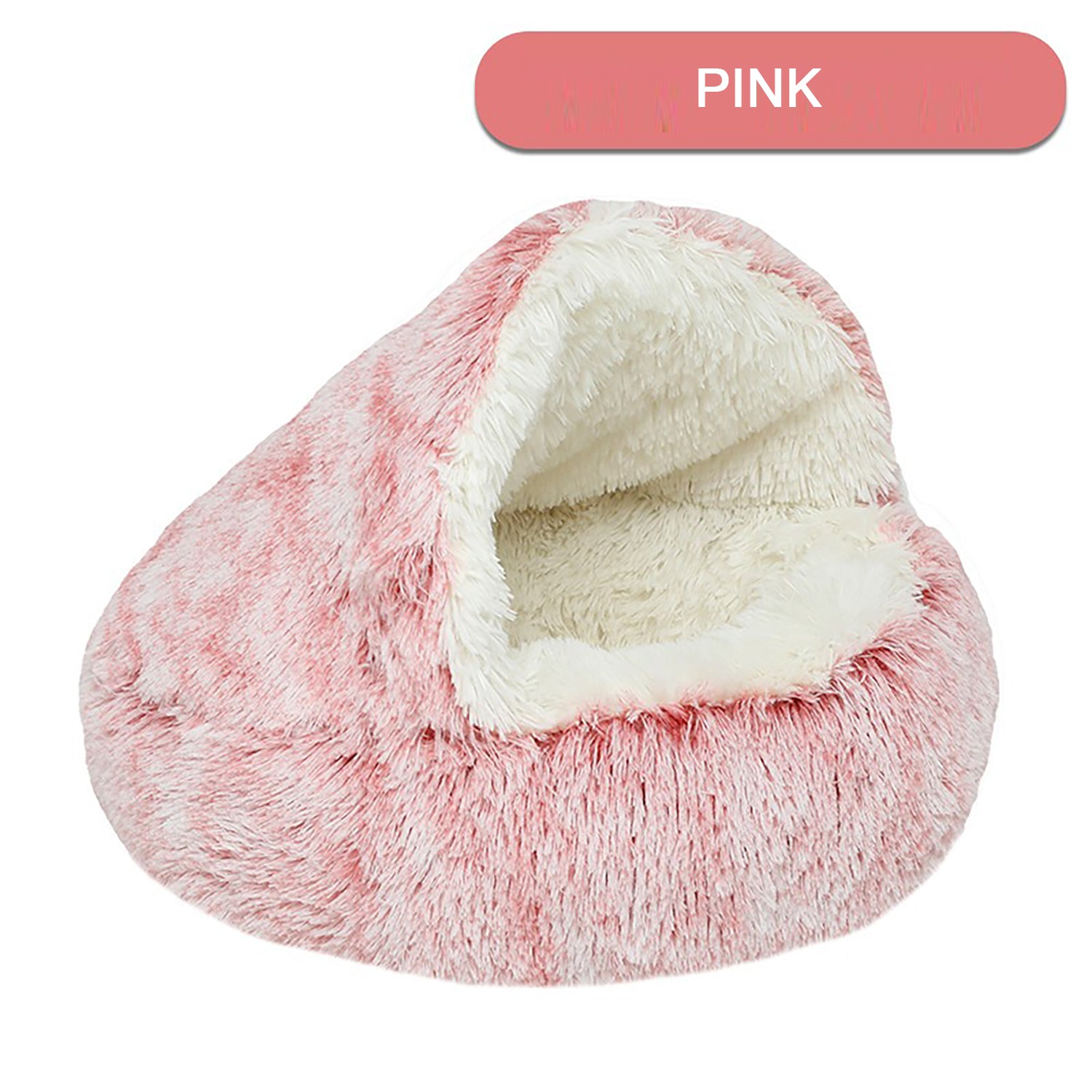 Luxurious Semi-Enclosed Plush Round Cat Bed - Cozy Donut Design for Cats and Small Dogs, Easy-Clean Durable Construction, Perfect for Winter Comfort