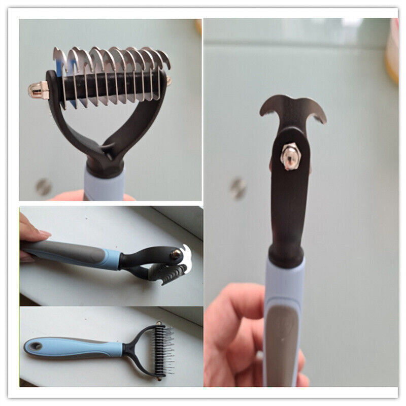 Professional Dual-Sided Grooming Brush for Dogs and Cats - Deshedding Tool and Dematting Rake for Effective Fur Removal