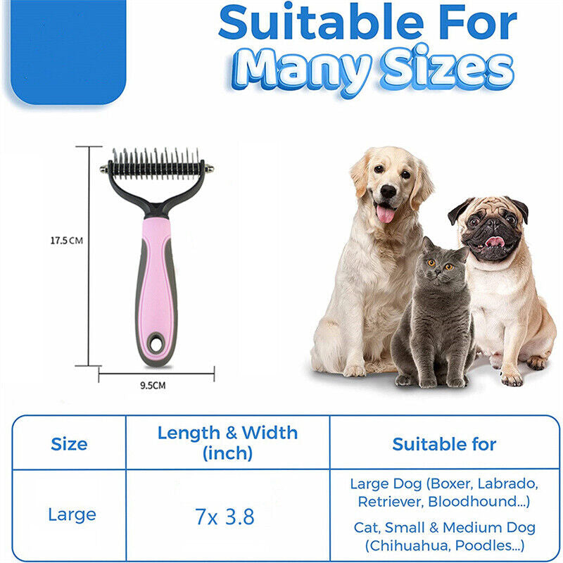 Professional Dual-Sided Grooming Brush for Dogs and Cats - Deshedding Tool and Dematting Rake for Effective Fur Removal