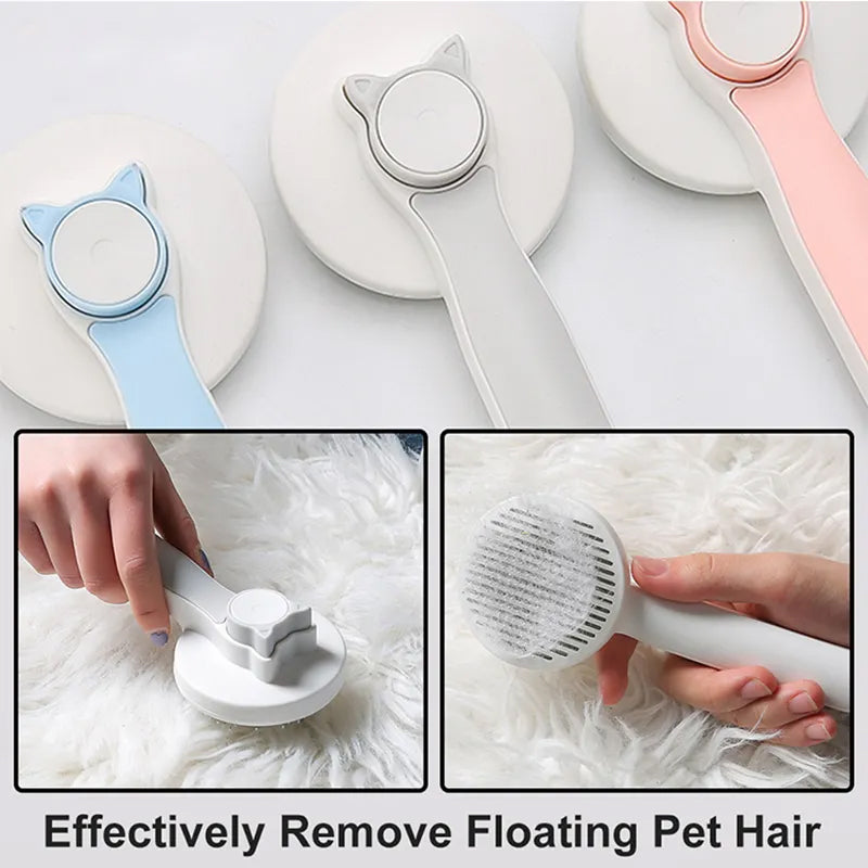 Self-Cleaning Cat Grooming Brush for Dogs and Cats - Ideal for Long and Short Hair, Effectively Removes Loose Undercoat and Tangles