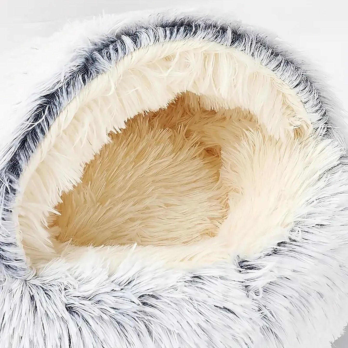 Luxurious Semi-Enclosed Plush Round Cat Bed - Cozy Donut Design for Cats and Small Dogs, Easy-Clean Durable Construction, Perfect for Winter Comfort